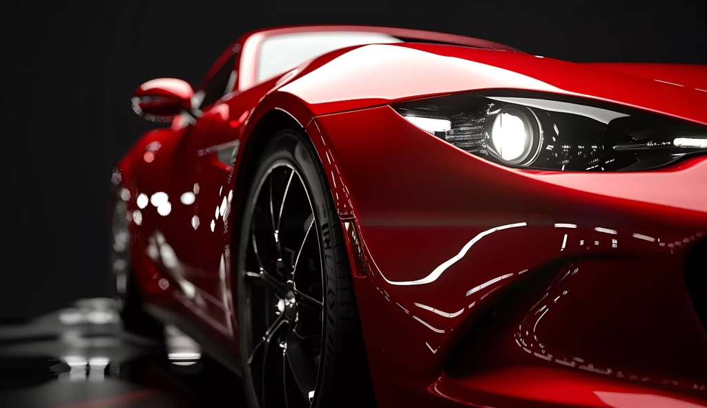 luxurious powder coating finish on red car
