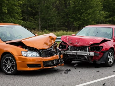 orange and red car collision