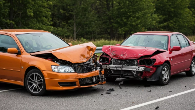 orange and red car collision