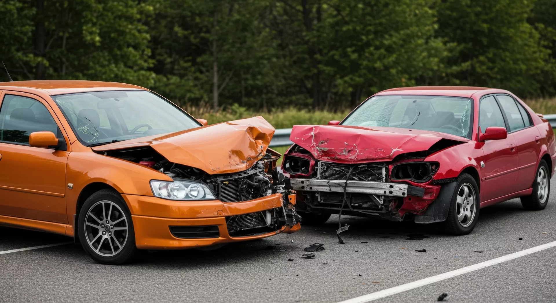 orange and red car collision
