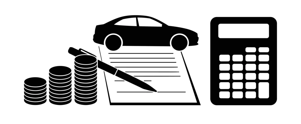 vector image of car and form with a pen 